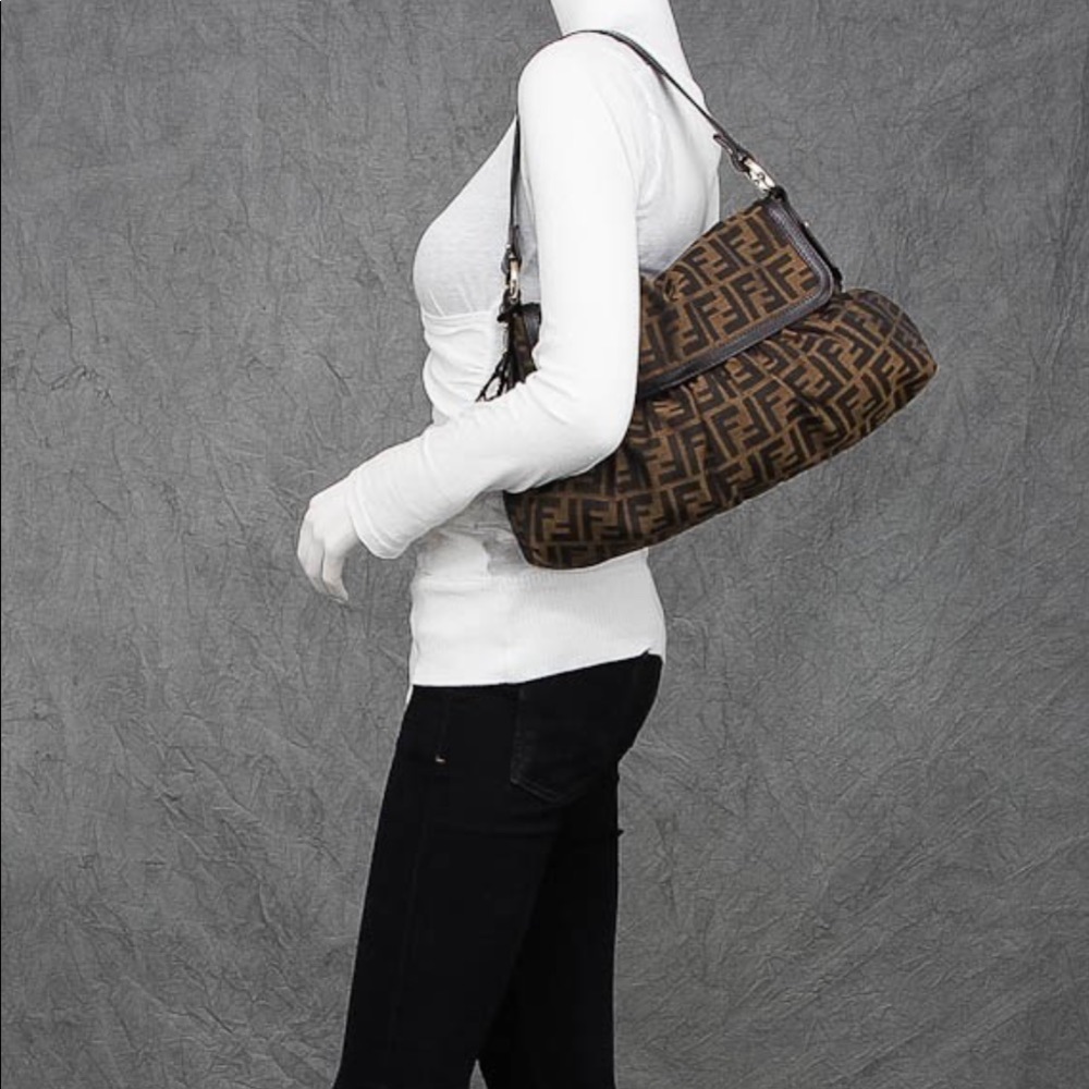 Fendi Black Grande Borsa Chef Suede Leather Bag - Picture 13 of 13